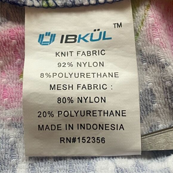 IBKUL 1/4 Zip Long Sleeve Mock Neck Blue/White and Floral Top Size Small - Picture 4 of 10